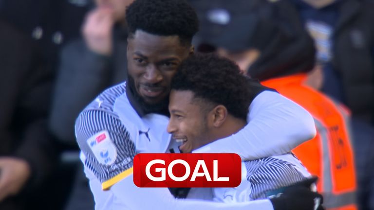 Patrick Agyemang opens scoring for Derby against Birmingham after rapid counter attack