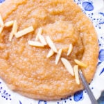 top down view of easy one pot suji ka halwa