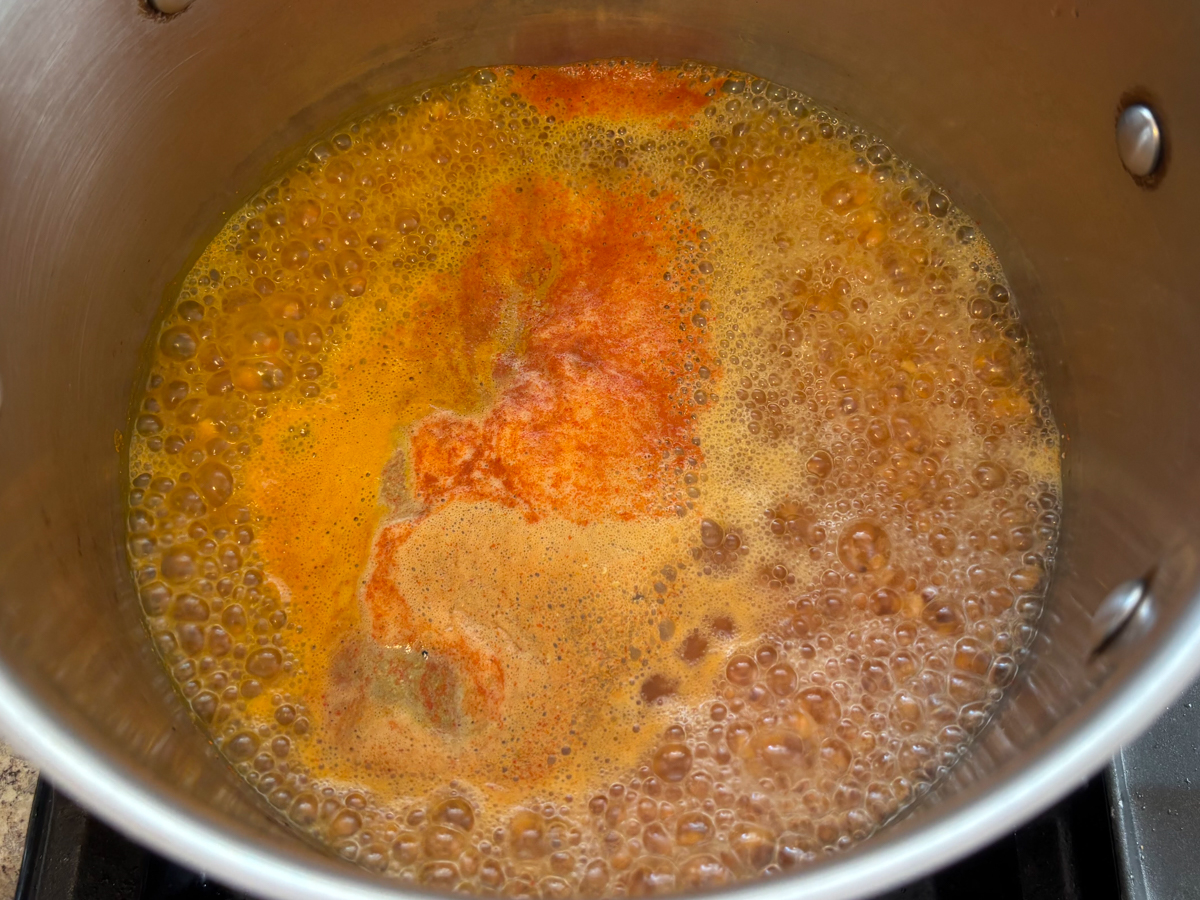 masoor dal simmering in a pot