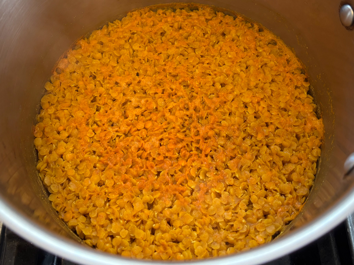 Masoor dal has absorbed the water