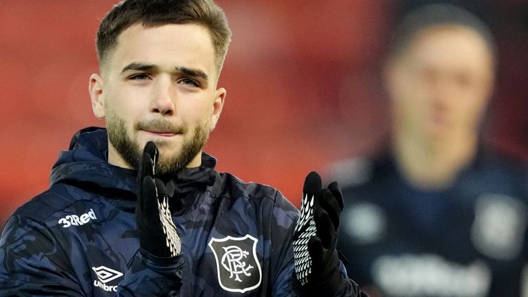 Rangers' Nicolas Raskin pictured in the warm-up before their Scottish Premiership match at Aberdeen