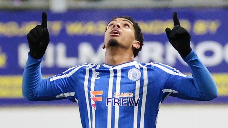 Kilmarnock's Tyreece John-Jules celebrates after scoring to make it 1-1 