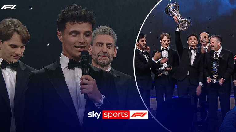Lando Norris finally lifts F1 championship trophy at FIA Awards Gala