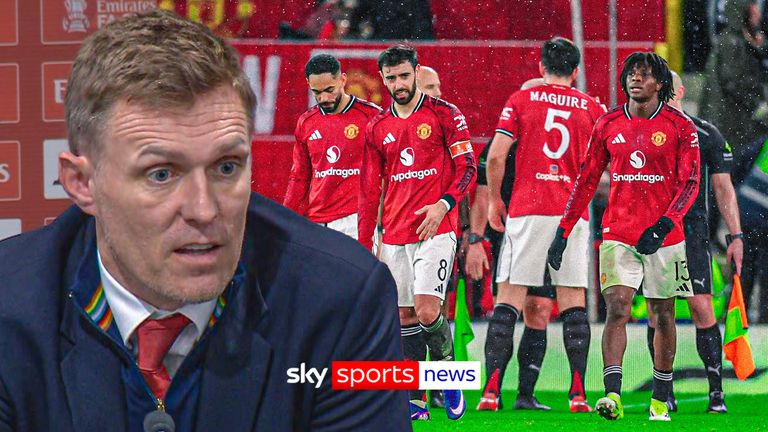 Fletcher reacts to Man Utd FA Cup exit.