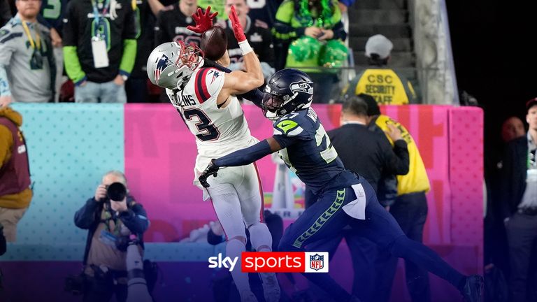 New England quarterback Drake Maye somehow found Mack Hollins for the 35-yard touchdown, giving the Patriots late hope of a comeback.