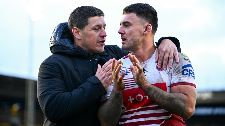Matt Peet and Oliver Partington celebrates Wigan's win