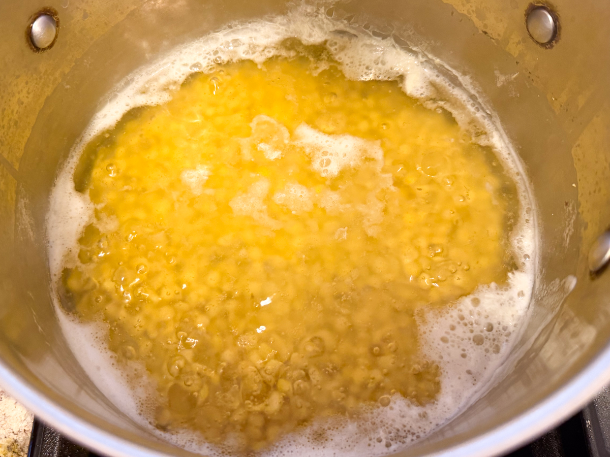chana dal soaked in water