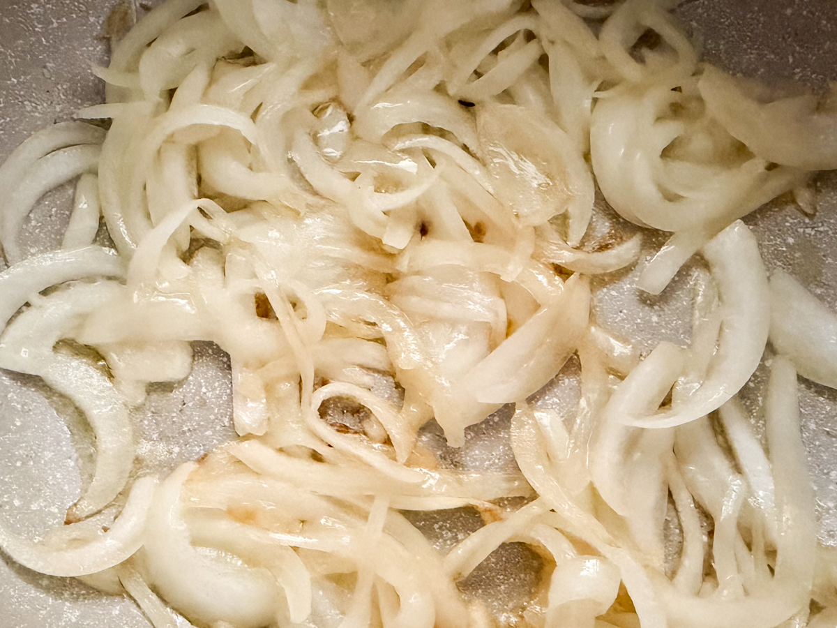 onions fried until soft and translucent