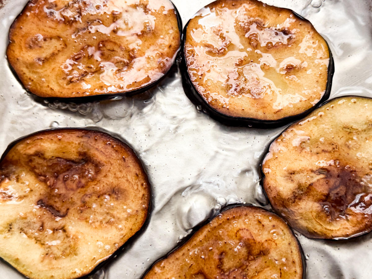 eggplant frying in oil
