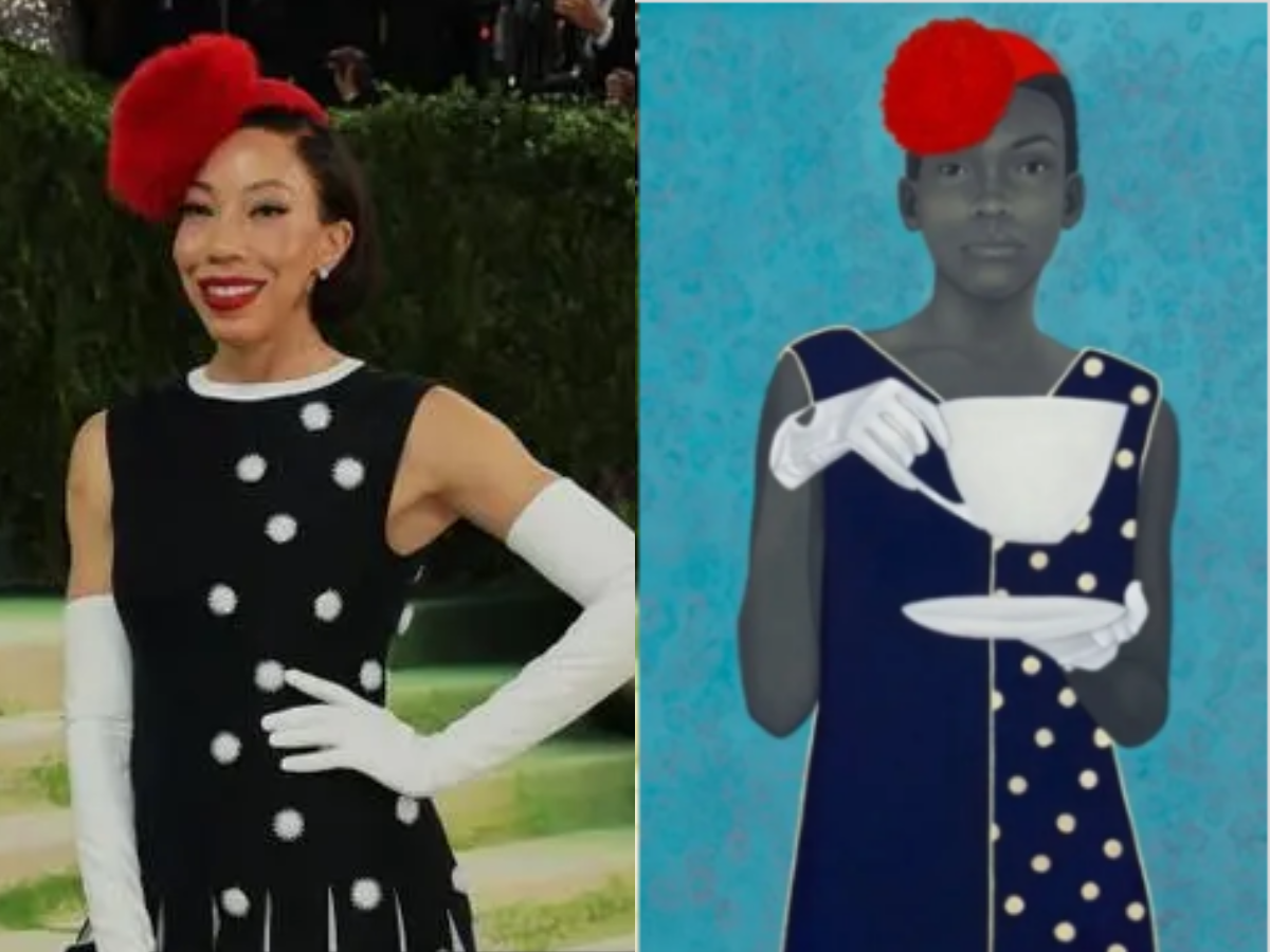 Amy Sherald in Thom Browne (Reuters) inspired by her own artwork
