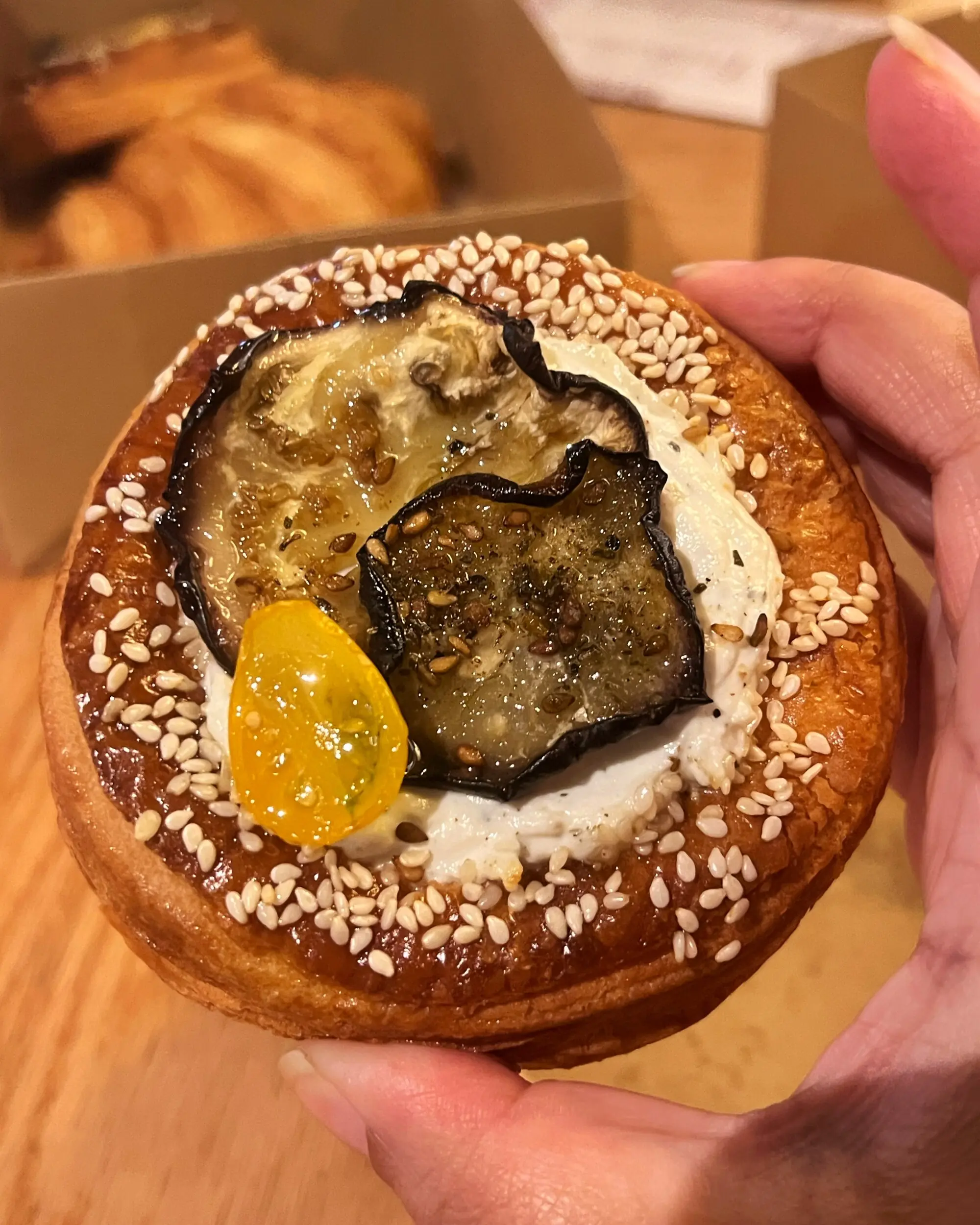 The labneh and eggplant pastry at The Salted Butter food pop-up